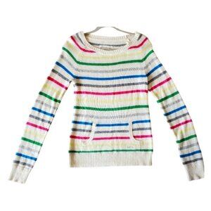 VTG Aeropostale Medium Y2K Sweater Angora rabbit hair bl colorful Rainbow